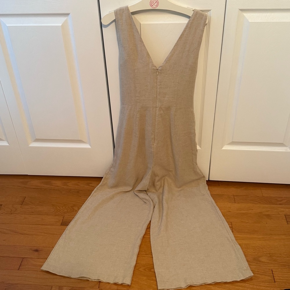 Anthropologie Maeve Getaway Linen Blend Tie Front Jumpsuit - Picture 3 of 4
